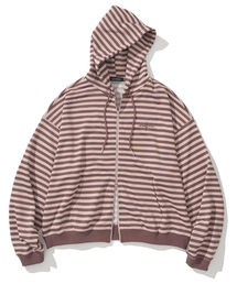 NOT4NERD(�m�b�g�t�H�[�i�[�h)��4 Cross Symbol Stripe Hood Zip Up - Pink(�p�[�J�[)