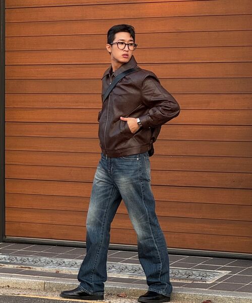 DRAW FIT（ドローフィット）の「インシジョンレザーブルゾンジャケット [レッドブラウン]（ライダースジャケット・メンズ・その他・MEDIUM/X-LARGE/LARGE）」の9枚目の写真