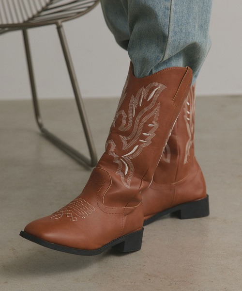 ad thie（アドティエ）の「ウエスタン ミドルブーツ（ブーツ・レディース・ブラック/キャメル・LARGE/MEDIUM）」の15枚目の写真