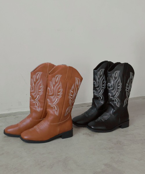 ad thie（アドティエ）の「ウエスタン ミドルブーツ（ブーツ・レディース・ブラック/キャメル・LARGE/MEDIUM）」の17枚目の写真