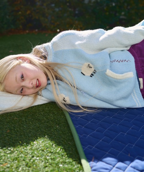 common gull products.（コモンガルプロダクツ）の「羊を数えて1匹2匹...スカジャンニット（ニット/セーター・レディース・ライトブルー/ネイビー/ボルドー・SMALL/MEDIUM/LARGE）」の11枚目の写真