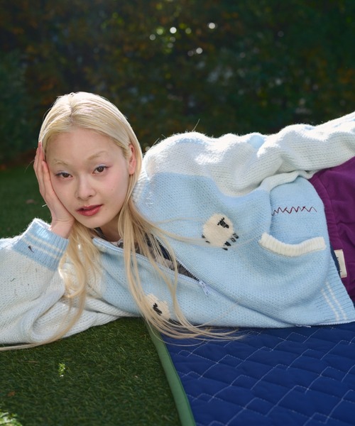 common gull products.（コモンガルプロダクツ）の「羊を数えて1匹2匹...スカジャンニット（ニット/セーター・レディース・ライトブルー/ネイビー/ボルドー・SMALL/MEDIUM/LARGE）」の10枚目の写真