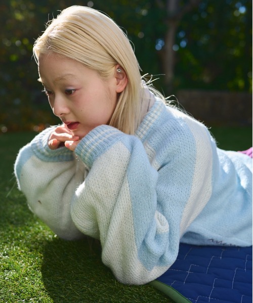 common gull products.（コモンガルプロダクツ）の「羊を数えて1匹2匹...スカジャンニット（ニット/セーター・レディース・ライトブルー/ネイビー/ボルドー・SMALL/MEDIUM/LARGE）」の8枚目の写真