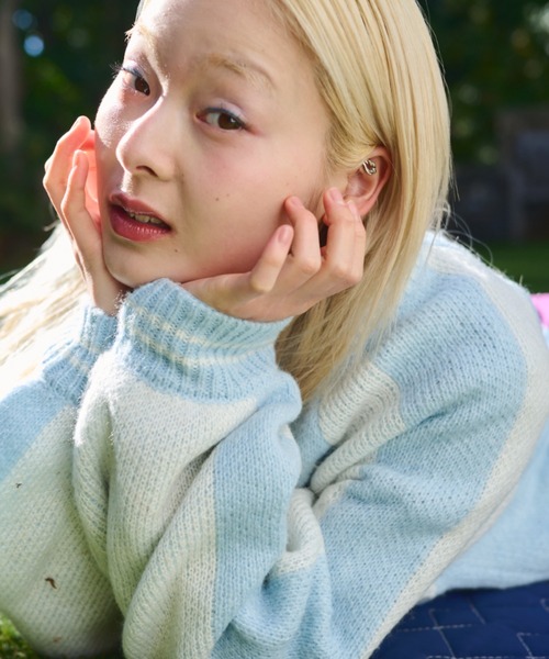 common gull products.（コモンガルプロダクツ）の「羊を数えて1匹2匹...スカジャンニット（ニット/セーター・レディース・ライトブルー/ネイビー/ボルドー・SMALL/MEDIUM/LARGE）」の7枚目の写真