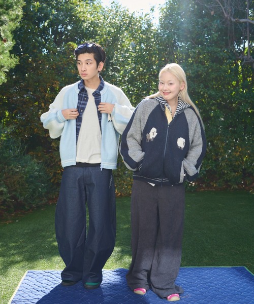 common gull products.（コモンガルプロダクツ）の「羊を数えて1匹2匹...スカジャンニット（ニット/セーター・レディース・ライトブルー/ネイビー/ボルドー・SMALL/MEDIUM/LARGE）」の5枚目の写真