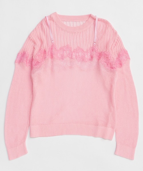 MAISON SPECIAL(メゾンスペシャル)の「Lace-Combi Mesh Knit Pullover/レースコンビニットプルオーバー(ニット/セーター・レディース・ピンク/グレー/ブルー・FREE)」の12枚目の写真