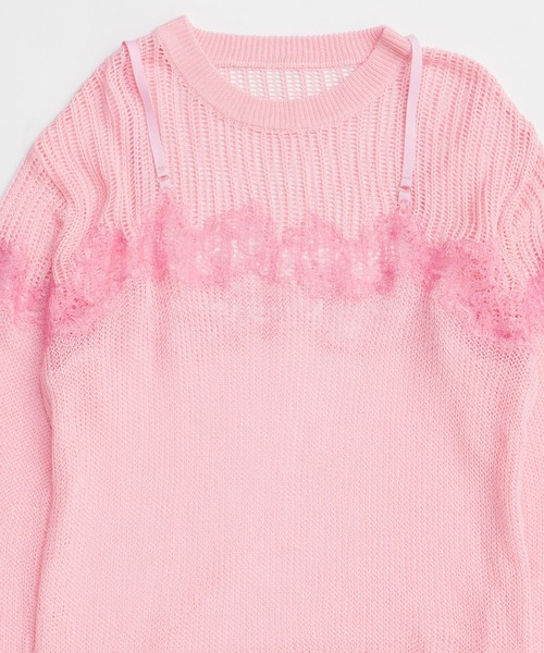 Lace-Combi Mesh Knit Pullover/レースコンビニットプルオーバー