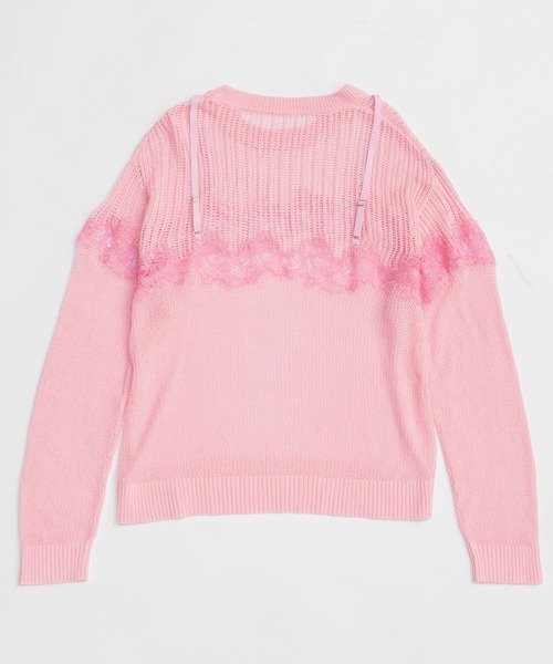 PRE-ORDER】Lace-Combi Mesh Knit Pullover/レースコンビニットプル
