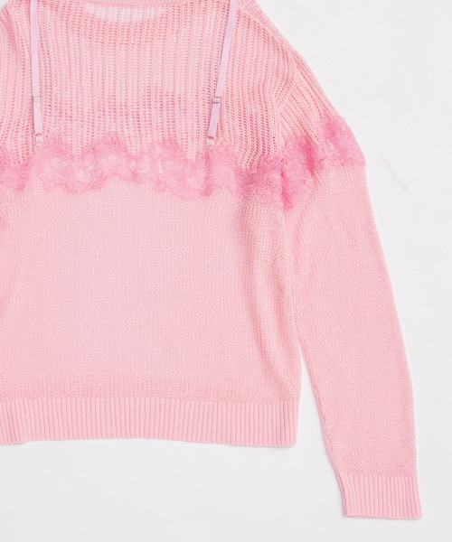 MAISON SPECIAL(メゾンスペシャル)の「Lace-Combi Mesh Knit Pullover/レースコンビニットプルオーバー(ニット/セーター・レディース・ピンク/グレー/ブルー・FREE)」の18枚目の写真