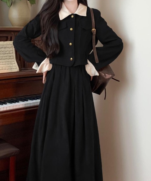 Diosfront(ディオスフロント)の「コーヂュロイ配色シャツセットアップ(セットアップ・レディース・モカ/ブラック・M/L)」の12枚目の写真