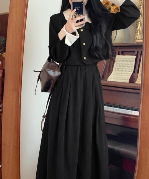 Diosfront(ディオスフロント)の「コーヂュロイ配色シャツセットアップ(セットアップ・レディース・モカ/ブラック・M/L)」の5枚目の写真