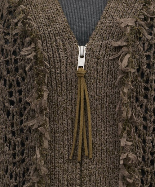 GRACE CONTINENTAL（グレースコンチネンタル）の「zipミドルニットカーディガン（カーディガン/ボレロ・レディース・ブラウン/キナリ・36）」の3枚目の写真