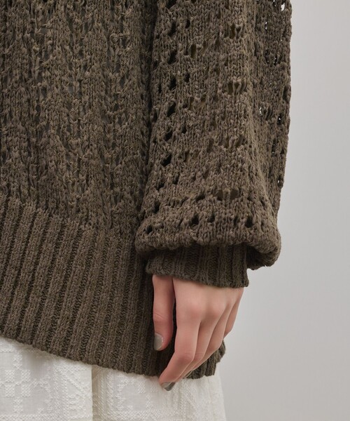 GRACE CONTINENTAL（グレースコンチネンタル）の「zipミドルニットカーディガン（カーディガン/ボレロ・レディース・ブラウン/キナリ・36）」の5枚目の写真