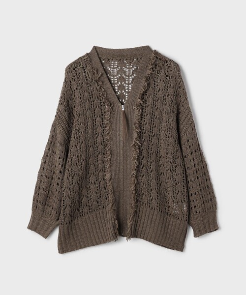 GRACE CONTINENTAL（グレースコンチネンタル）の「zipミドルニットカーディガン（カーディガン/ボレロ・レディース・ブラウン/キナリ・36）」の7枚目の写真