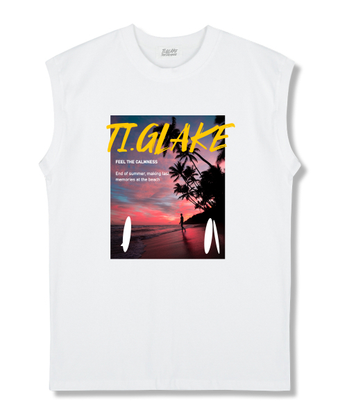 TI.GLAKE(ティーグレイク)の「サンセットアロン オーバーサイズ ノースリーブTシャツ ホワイト(Tシャツ/カットソー・レディース・その他・LARGE/X-LARGE/XX-LARGE)」の1枚目の写真