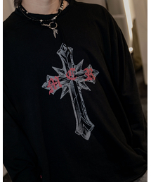 MWOONG（ムン）の「Scarred cross LS(black)（Tシャツ/カットソー）」