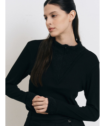 BERMUDAGRASS（バミューダグラス）の「Two-Way Fur Color Block Knit T-Shirt - BLACK（ニット/セーター）」