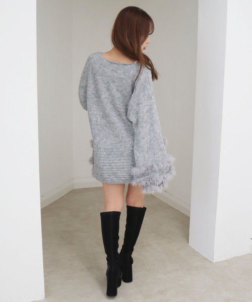 CECIL McBEE(セシルマクビー)の「ファートリミングニット(ニット/セーター・レディース・ブラウン/グレー/アイボリー・MEDIUM)」の9枚目の写真