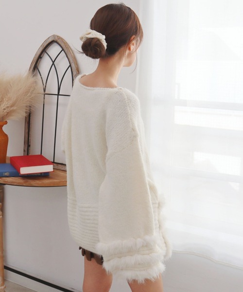 CECIL McBEE(セシルマクビー)の「ファートリミングニット(ニット/セーター・レディース・ブラウン/グレー/アイボリー・MEDIUM)」の13枚目の写真