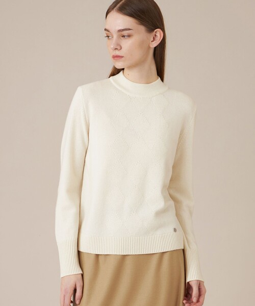 MACKINTOSH LONDON(マッキントッシュ ロンドン)の「ウールカシミヤアーガイルニット(ニット/セーター・レディース・ネイビー/ブルー系その他2/ホワイト系その他・38)」の2枚目の写真