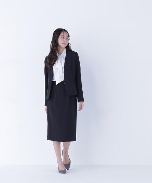 NATURAL BEAUTY BASIC（ナチュラルビューティーベーシック）の「◇ダブルクロスストレッチ SETUP ノーカラージャケット（ノーカラージャケット・レディース・ブラック/ネイビー・LARGE/MEDIUM/SMALL）」の8枚目の写真