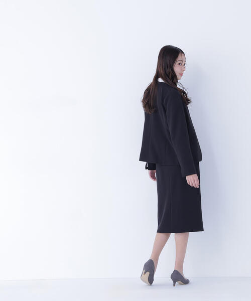 NATURAL BEAUTY BASIC（ナチュラルビューティーベーシック）の「◇ダブルクロスストレッチ SETUP ノーカラージャケット（ノーカラージャケット・レディース・ブラック/ネイビー・LARGE/MEDIUM/SMALL）」の10枚目の写真