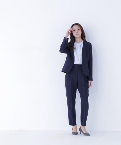 NATURAL BEAUTY BASIC（ナチュラルビューティーベーシック）の「◇ダブルクロスストレッチ SETUP ノーカラージャケット（ノーカラージャケット・レディース・ブラック/ネイビー・LARGE/MEDIUM/SMALL）」の13枚目の写真