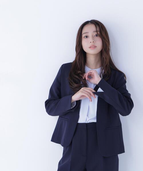 NATURAL BEAUTY BASIC（ナチュラルビューティーベーシック）の「◇ダブルクロスストレッチ SETUP ノーカラージャケット（ノーカラージャケット・レディース・ブラック/ネイビー・LARGE/MEDIUM/SMALL）」の14枚目の写真