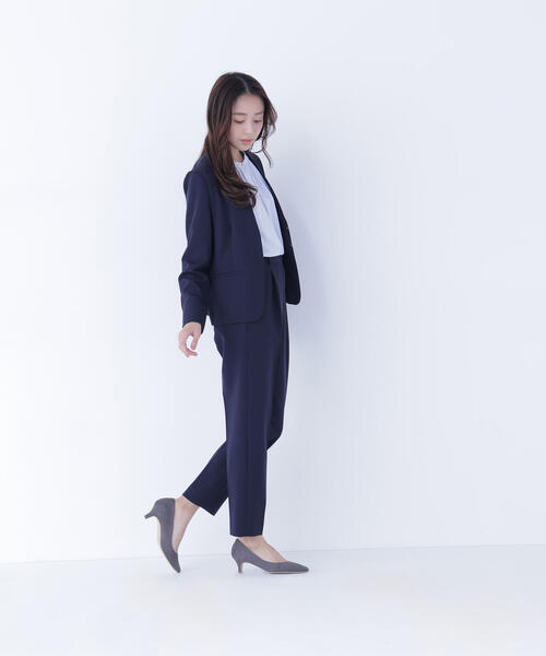 NATURAL BEAUTY BASIC（ナチュラルビューティーベーシック）の「◇ダブルクロスストレッチ SETUP ノーカラージャケット（ノーカラージャケット・レディース・ブラック/ネイビー・LARGE/MEDIUM/SMALL）」の15枚目の写真