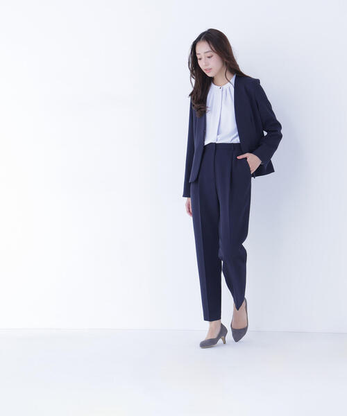 NATURAL BEAUTY BASIC（ナチュラルビューティーベーシック）の「◇ダブルクロスストレッチ SETUP ノーカラージャケット（ノーカラージャケット・レディース・ブラック/ネイビー・LARGE/MEDIUM/SMALL）」の19枚目の写真