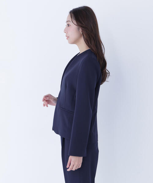 NATURAL BEAUTY BASIC（ナチュラルビューティーベーシック）の「◇ダブルクロスストレッチ SETUP ノーカラージャケット（ノーカラージャケット・レディース・ブラック/ネイビー・LARGE/MEDIUM/SMALL）」の20枚目の写真