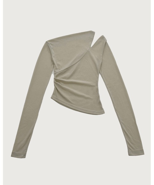 kiehtova（キエトヴァ）の「【kiehtova】ONE SHOULDER DRAPE TOPS/ワンショルダードレープトップス（Tシャツ/カットソー・レディース・サックスブルー/ブラック/ベージュ・FREE）」の6枚目の写真