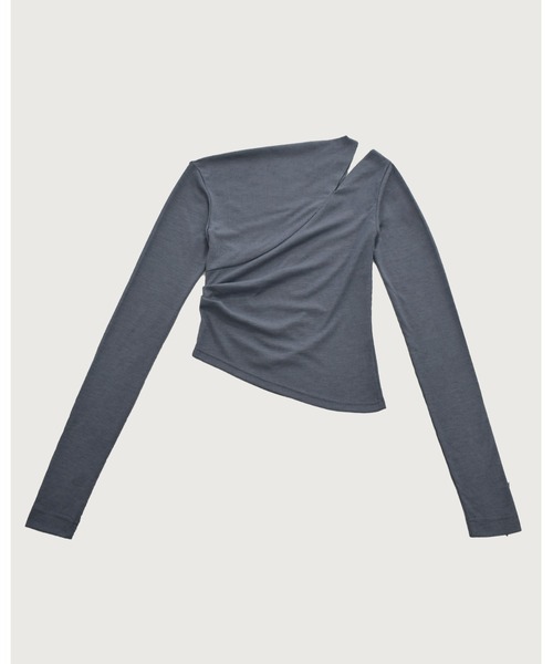 kiehtova（キエトヴァ）の「【kiehtova】ONE SHOULDER DRAPE TOPS/ワンショルダードレープトップス（Tシャツ/カットソー・レディース・サックスブルー/ブラック/ベージュ・FREE）」の7枚目の写真