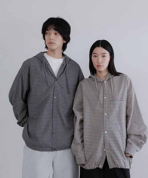 LOWRYS FARM（ローリーズファーム）の「【LFM(U)】フーディーチェックシャツ　 639522（シャツ/ブラウス・メンズ・チャコールグレー/ベージュ・MEDIUM/LARGE）」の15枚目の写真