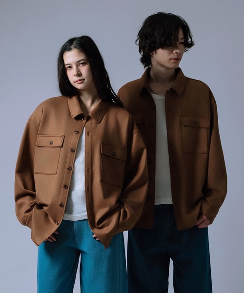 NULL(ヌル)の「【nl】【Unisex】スエード風ポンチダブルフラップポケシャツ(シャツ/ブラウス・メンズ・ベージュ/キャメル/ブラウン・MEDIUM/LARGE)」の3枚目の写真