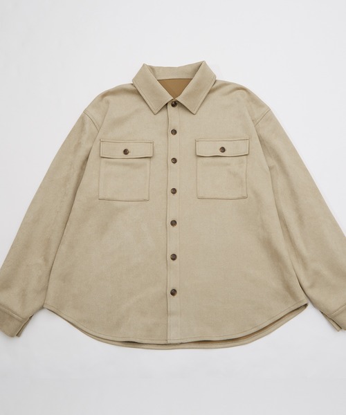NULL(ヌル)の「【nl】【Unisex】スエード風ポンチダブルフラップポケシャツ(シャツ/ブラウス・メンズ・ベージュ/キャメル/ブラウン・MEDIUM/LARGE)」の6枚目の写真