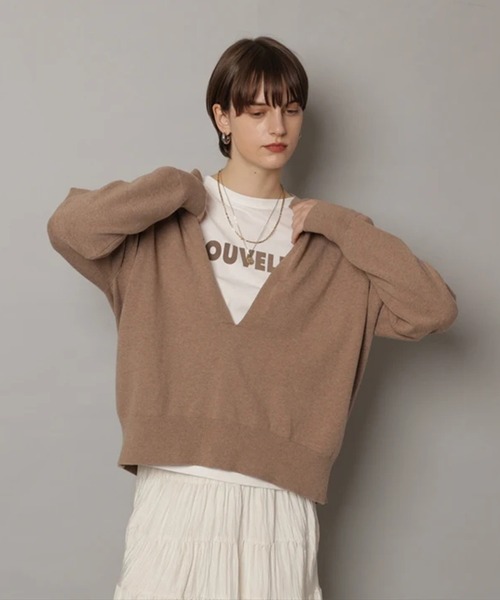 CADUNE(カデュネ)の「スプリングキーネックニット(ニット/セーター・レディース・ミント/ネイビー/モカ/ターコイズブルー/ホワイト・38)」の3枚目の写真