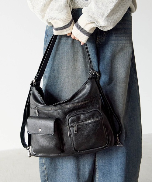 PBLIM（ページボーイリム）の「《UNISEX/３WAYで使える》７ポケットショルダーバッグ（ショルダーバッグ・レディース・ブラック/ブラウン/ターコイズブルー・FREE）」の4枚目の写真