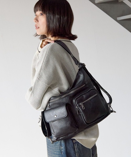 PBLIM（ページボーイリム）の「《UNISEX/３WAYで使える》７ポケットショルダーバッグ（ショルダーバッグ・レディース・ブラック/ブラウン/ターコイズブルー・FREE）」の6枚目の写真