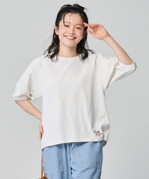 KRIFF MAYER Lady's Collection(クリフメイヤーレディースコレクション)の「【汗染み防止・撥水】ウェットプロテクトランタンスリーブT(Tシャツ/カットソー・レディース・マスタード/チャコール/グレー/オフホワイト/カラフル/ブルー/ネイビー・MEDIUM/SMALL/LARGE)」の2枚目の写真