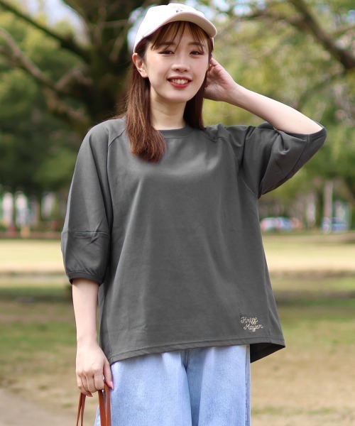 KRIFF MAYER Lady's Collection(クリフメイヤーレディースコレクション)の「【汗染み防止・撥水】ウェットプロテクトランタンスリーブT(Tシャツ/カットソー・レディース・マスタード/チャコール/グレー/オフホワイト/カラフル/ブルー/ネイビー・MEDIUM/SMALL/LARGE)」の1枚目の写真