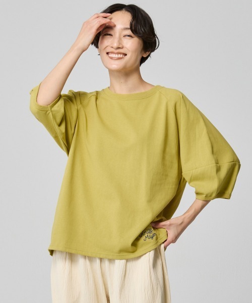 KRIFF MAYER Lady's Collection(クリフメイヤーレディースコレクション)の「【汗染み防止・撥水】ウェットプロテクトランタンスリーブT(Tシャツ/カットソー・レディース・マスタード/チャコール/グレー/オフホワイト/カラフル/ブルー/ネイビー・MEDIUM/SMALL/LARGE)」の6枚目の写真