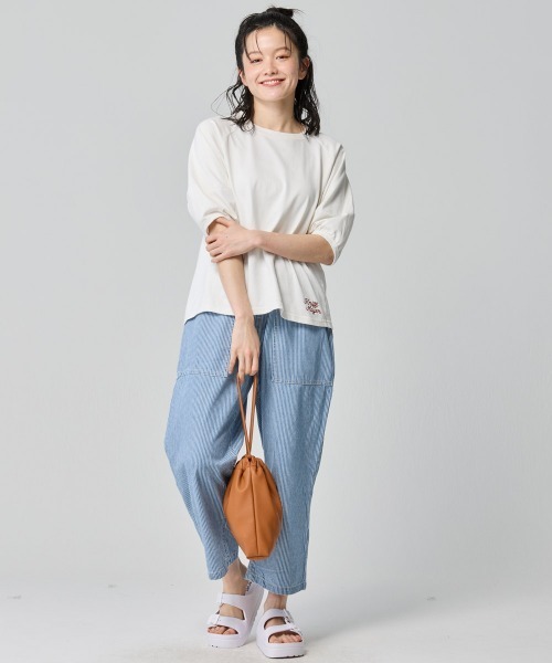 KRIFF MAYER Lady's Collection(クリフメイヤーレディースコレクション)の「【汗染み防止・撥水】ウェットプロテクトランタンスリーブT(Tシャツ/カットソー・レディース・マスタード/チャコール/グレー/オフホワイト/カラフル/ブルー/ネイビー・MEDIUM/SMALL/LARGE)」の19枚目の写真