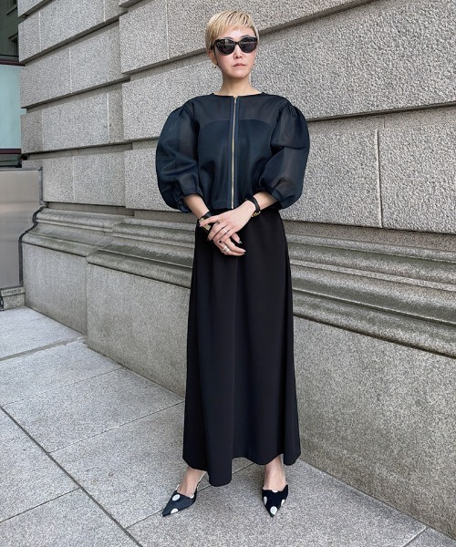 JENNE(ジェンヌ)の「シアー立体ブルゾン(日本生地)(その他アウター・レディース・ホワイト/ブラック/ネイビー・MEDIUM/SMALL/X-LARGE/LARGE)」の14枚目の写真