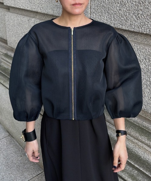 JENNE(ジェンヌ)の「シアー立体ブルゾン(日本生地)(その他アウター・レディース・ホワイト/ブラック/ネイビー・MEDIUM/SMALL/X-LARGE/LARGE)」の15枚目の写真