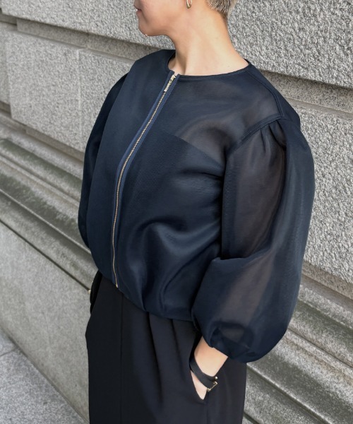 JENNE(ジェンヌ)の「シアー立体ブルゾン(日本生地)(その他アウター・レディース・ホワイト/ブラック/ネイビー・MEDIUM/SMALL/X-LARGE/LARGE)」の20枚目の写真