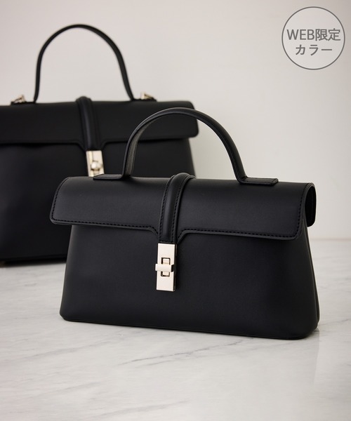 VIS（ビス）の「【新色追加】【軽量】ひねり金具ワンハンドルミニショルダーバッグ/2WAY（ショルダーバッグ・レディース・ブラック/ベージュ/ブラック系その他/グレー系その他/キャメル・FREE）」の2枚目の写真