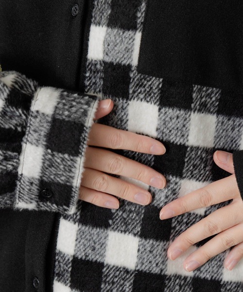 ScoLar(スカラー)の「153766:POP刺繍×チェック柄シャツ(ブルゾン・レディース・チャコールグレー/ブラック/アイボリー・M)」の11枚目の写真