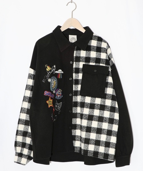 ScoLar(スカラー)の「153766:POP刺繍×チェック柄シャツ(ブルゾン・レディース・チャコールグレー/ブラック/アイボリー・M)」の16枚目の写真