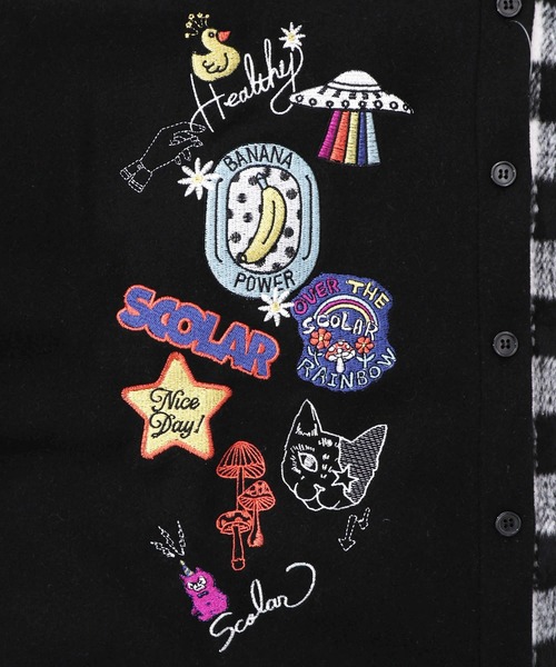 ScoLar(スカラー)の「153766:POP刺繍×チェック柄シャツ(ブルゾン・レディース・チャコールグレー/ブラック/アイボリー・M)」の18枚目の写真